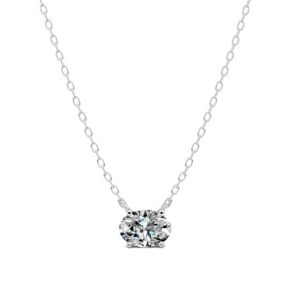 East West Solitaire Oval Diamond Pendant