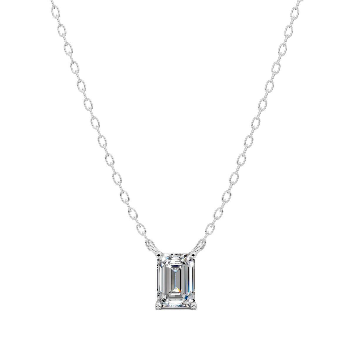 Solitaire Emerald Diamond Pendant