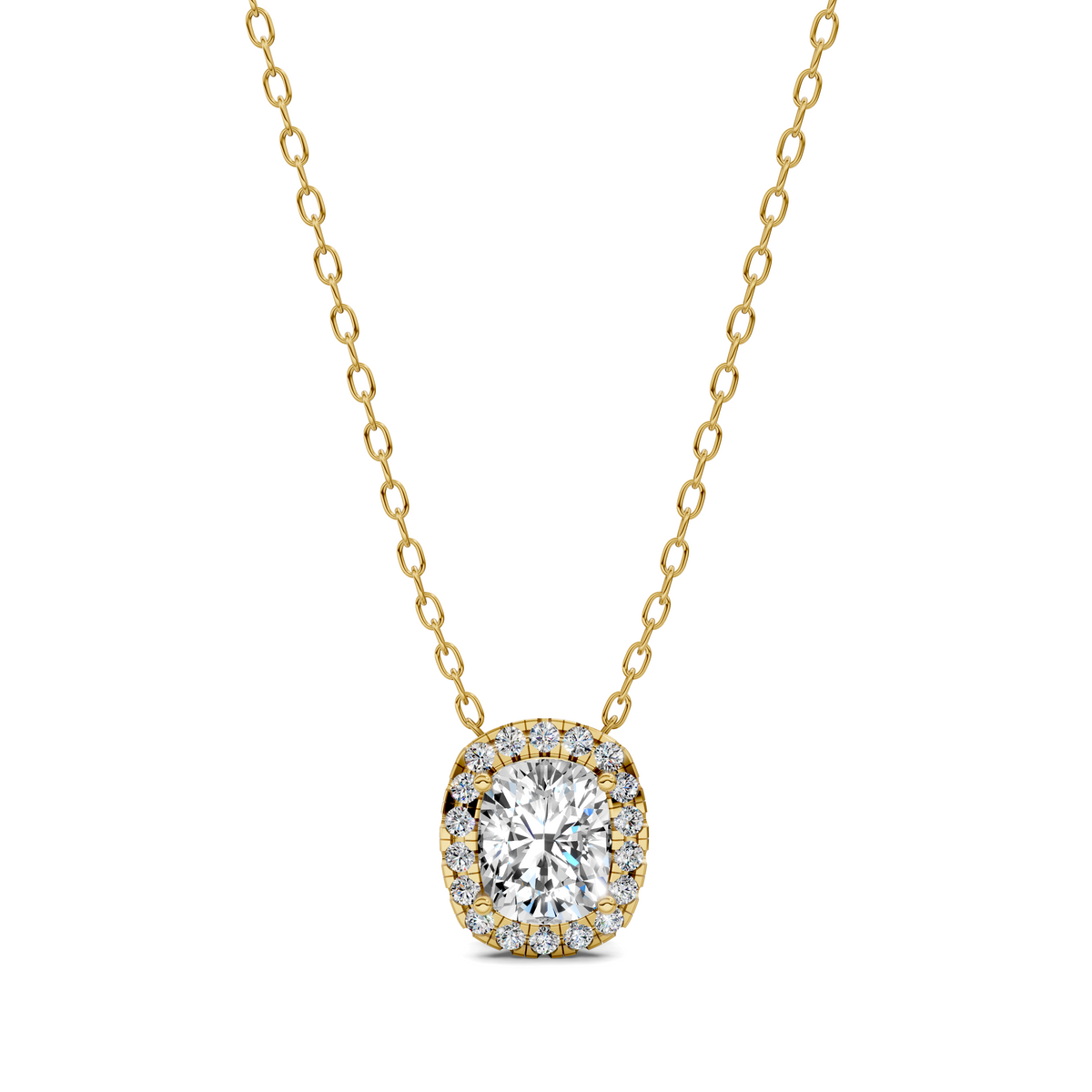 Halo Diamond Cushion Pendant