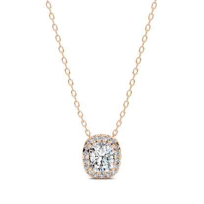 Halo Diamond Cushion Pendant