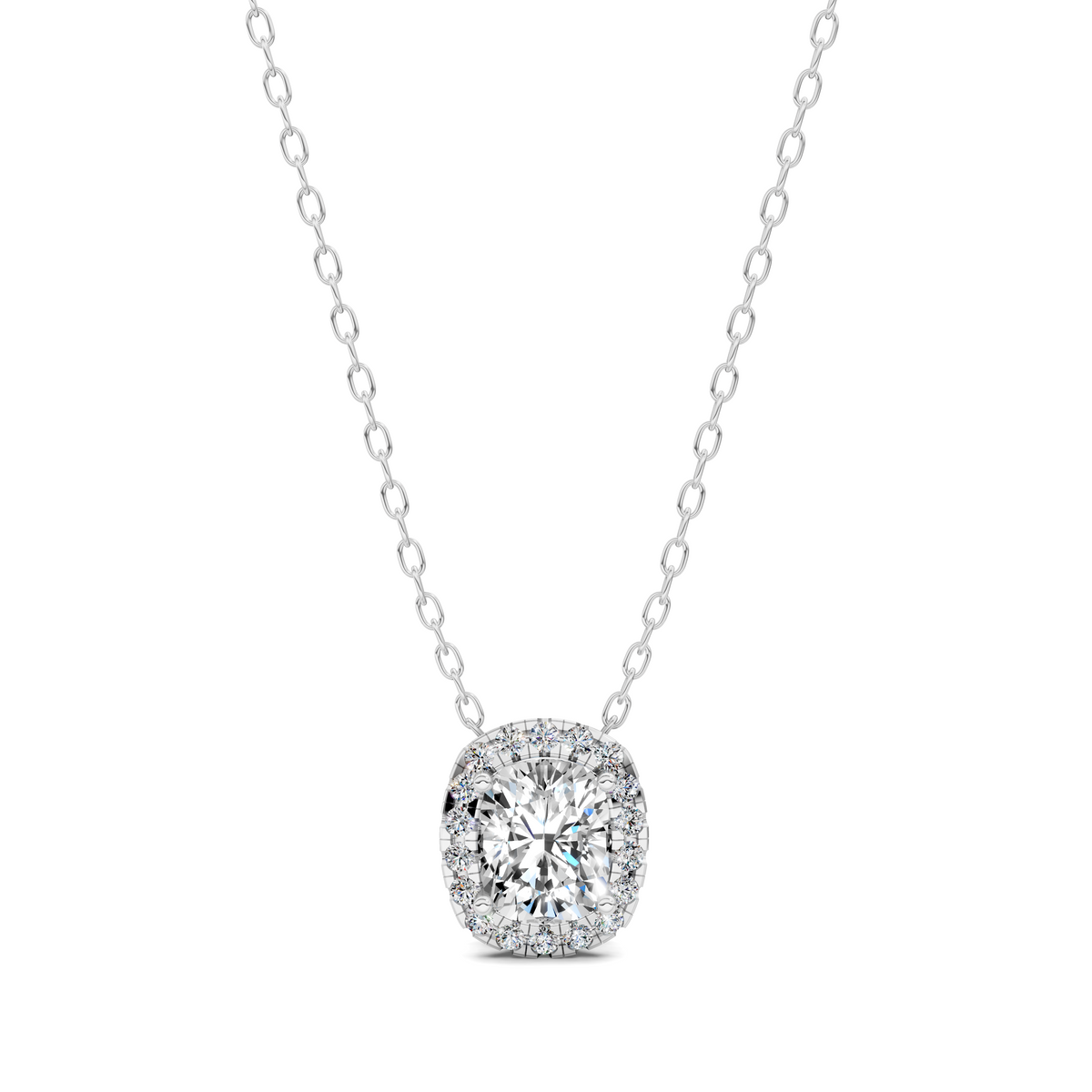 Halo Diamond Cushion Pendant