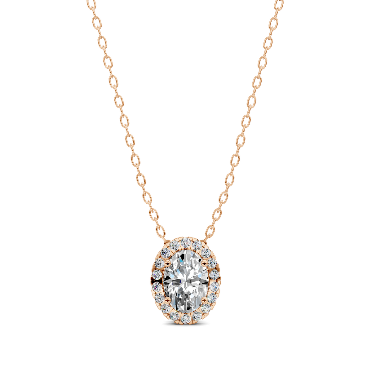 Halo Diamond Oval Pendant