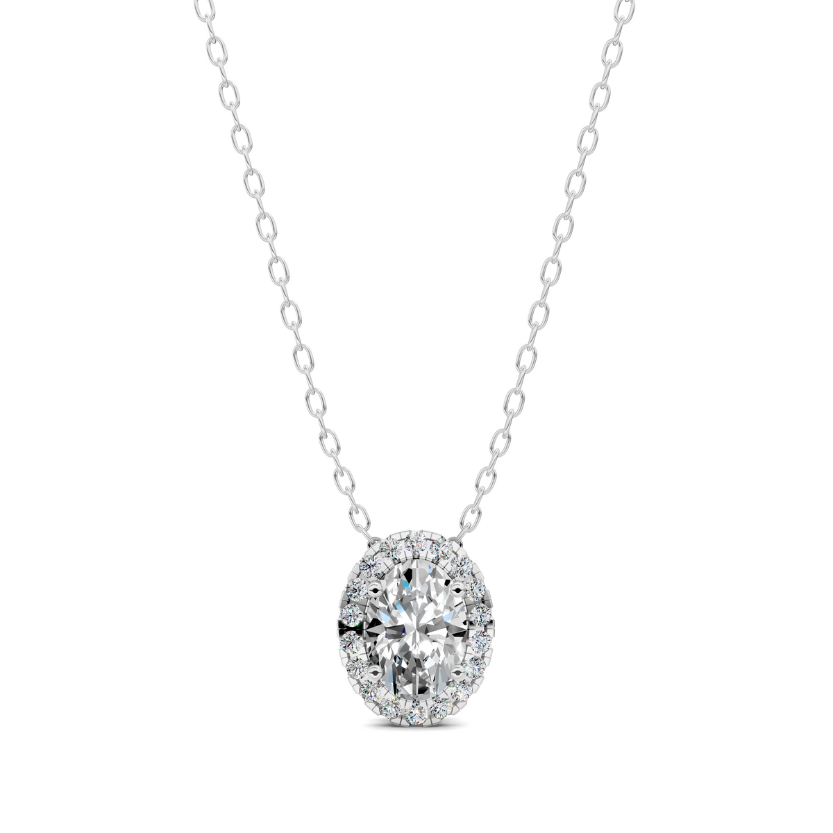 Halo Diamond Oval Pendant