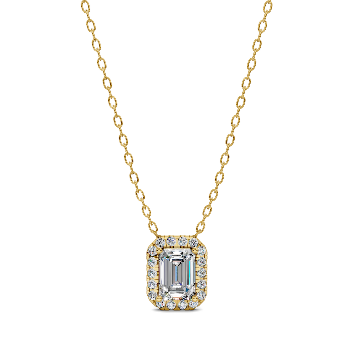 Halo Diamond Emerald Pendant