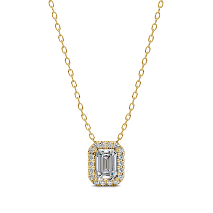 Halo Diamond Emerald Pendant