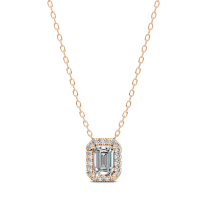 Halo Diamond Emerald Pendant