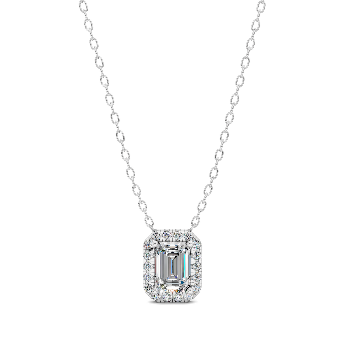 Halo Diamond Emerald Pendant