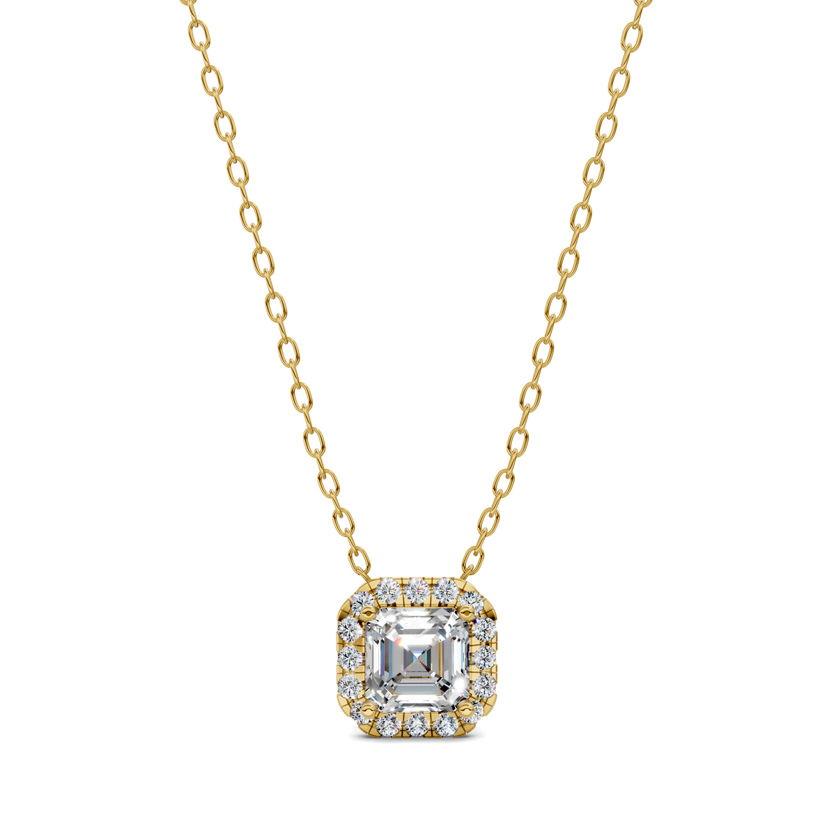 Halo Diamond Asscher Pendant