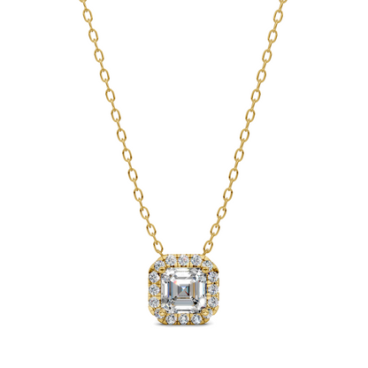 Halo Diamond Asscher Pendant