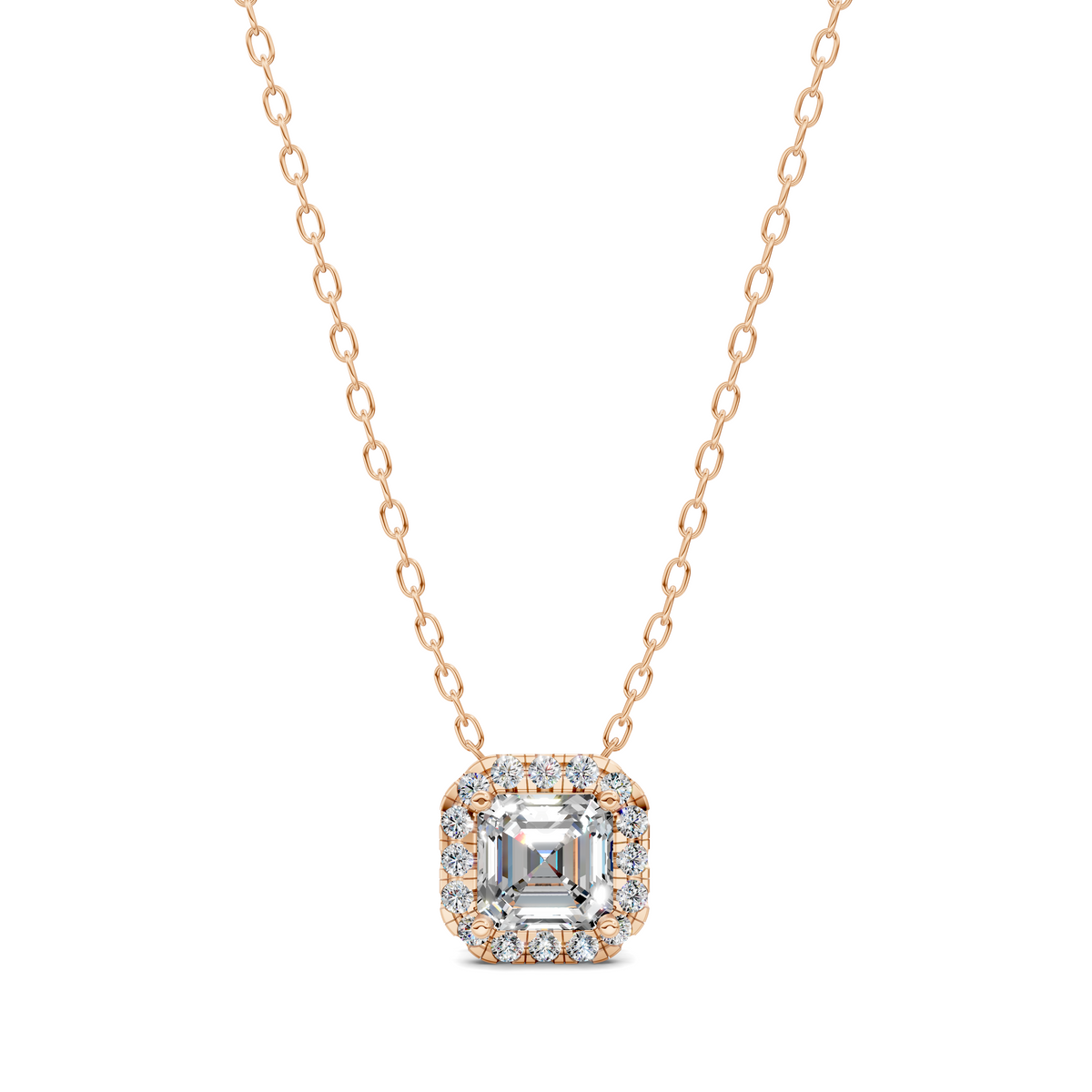 Halo Diamond Asscher Pendant