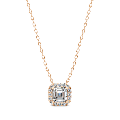 Halo Diamond Asscher Pendant