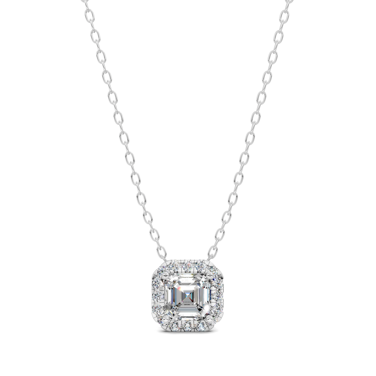 Halo Diamond Asscher Pendant