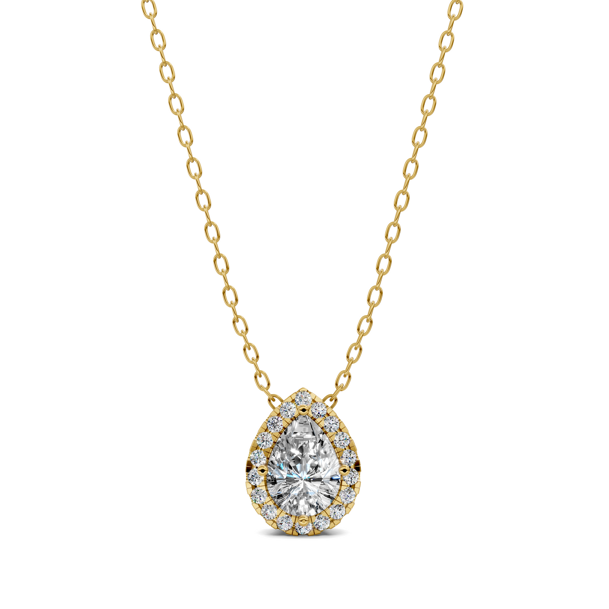 Halo Diamond Pear Pendant
