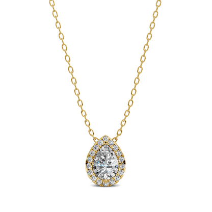 Halo Diamond Pear Pendant
