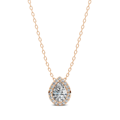 Halo Diamond Pear Pendant