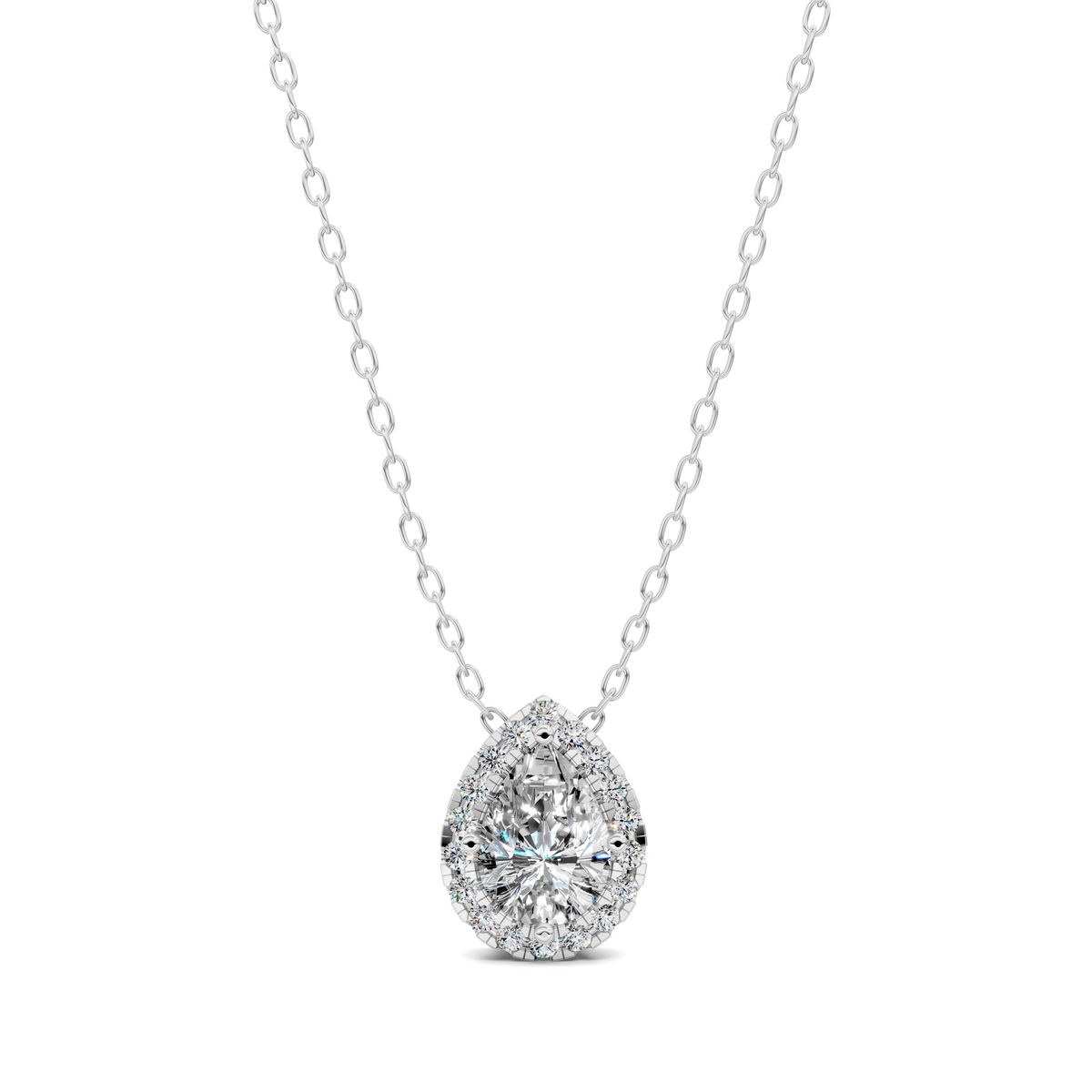 Halo Diamond Pear Pendant