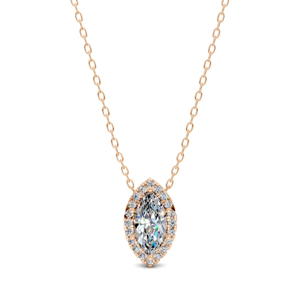 Halo Diamond Marquise Pendant