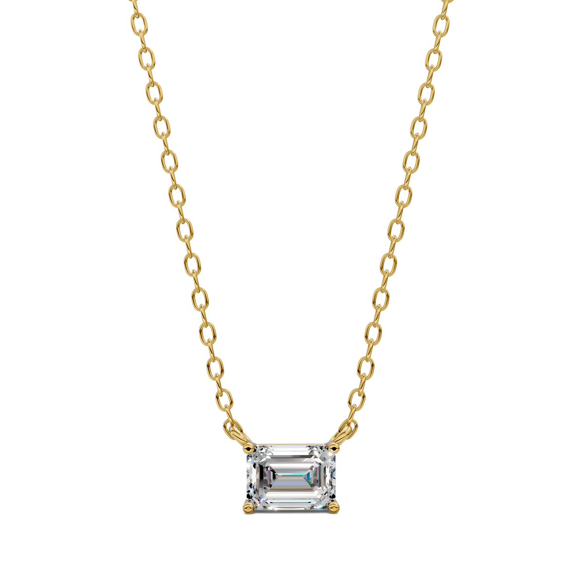 East West Solitaire Emerald Pendant