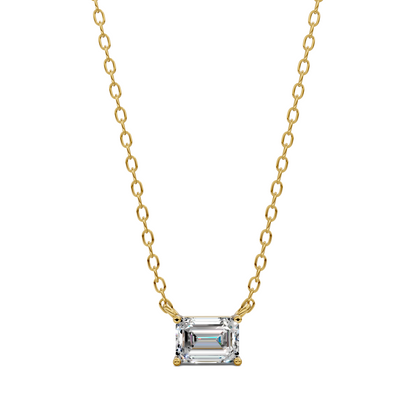 East West Solitaire Emerald Pendant
