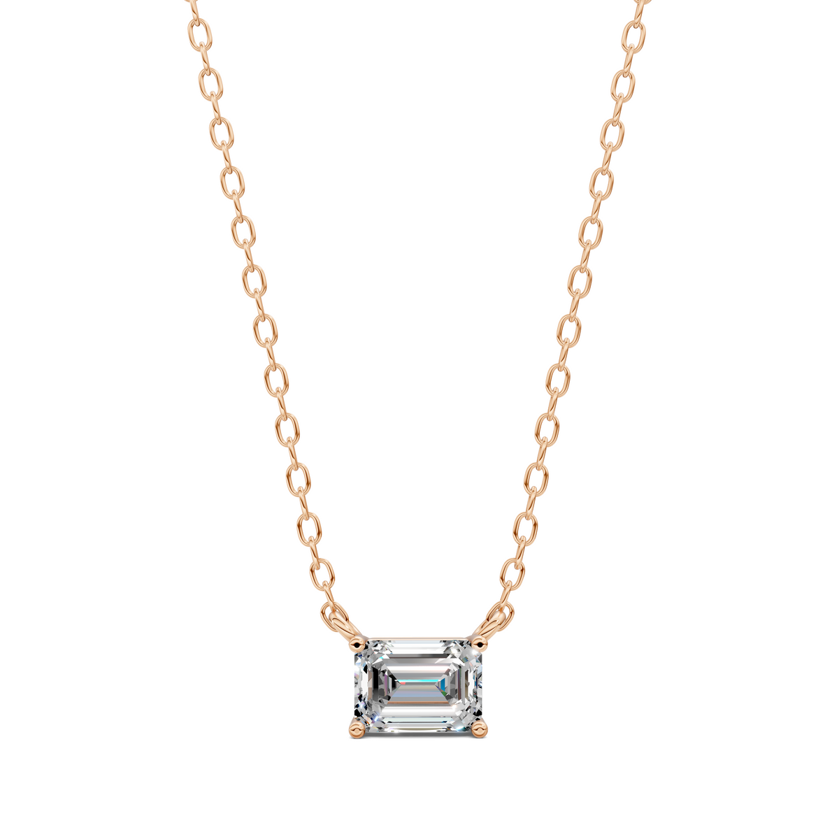 East West Solitaire Emerald Pendant
