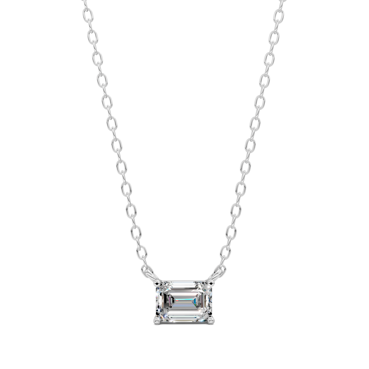 East West Solitaire Emerald Pendant