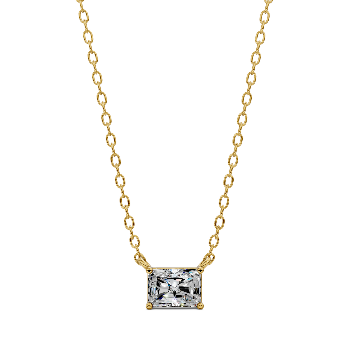 East West Solitaire Radiant Pendant