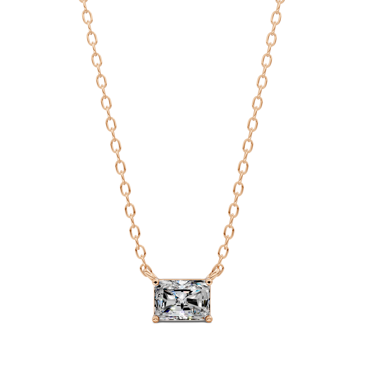East West Solitaire Radiant Pendant