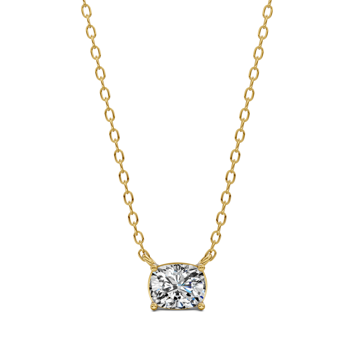 East West Solitaire Cushion Pendant