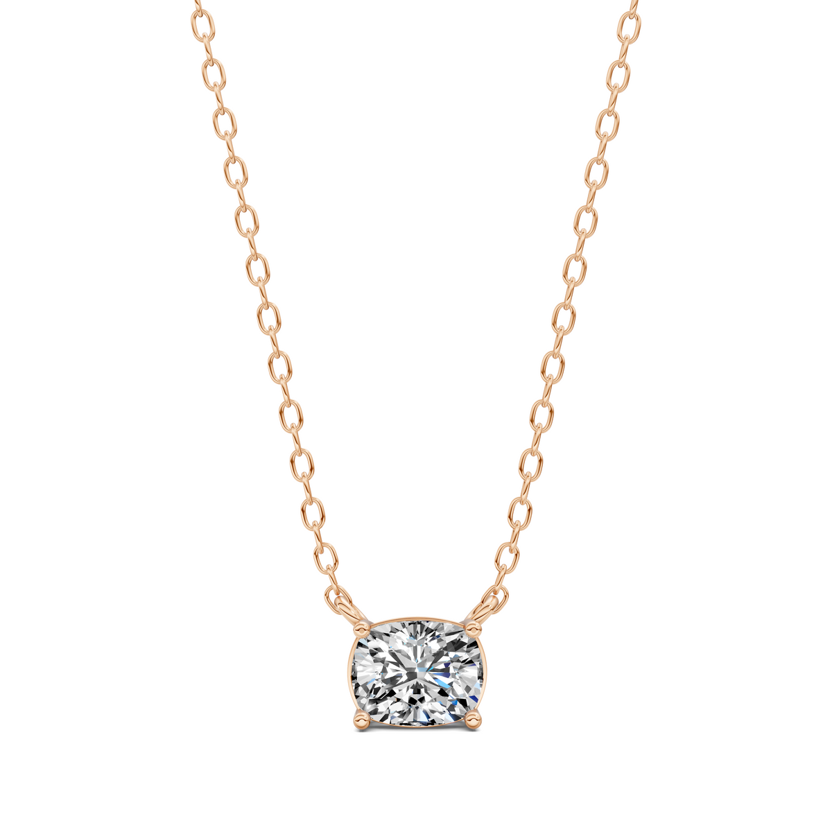 East West Solitaire Cushion Pendant