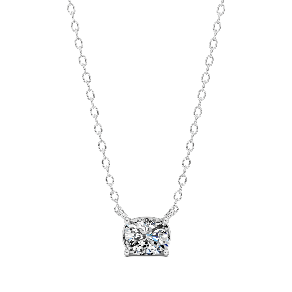 East West Solitaire Cushion Pendant