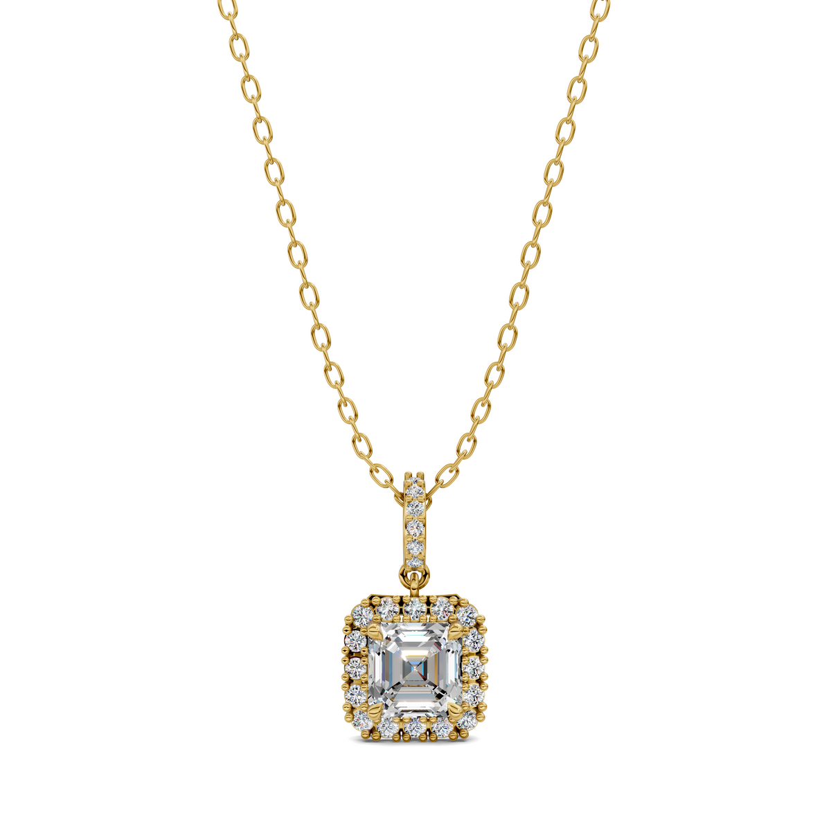 Halo Asscher Pendant