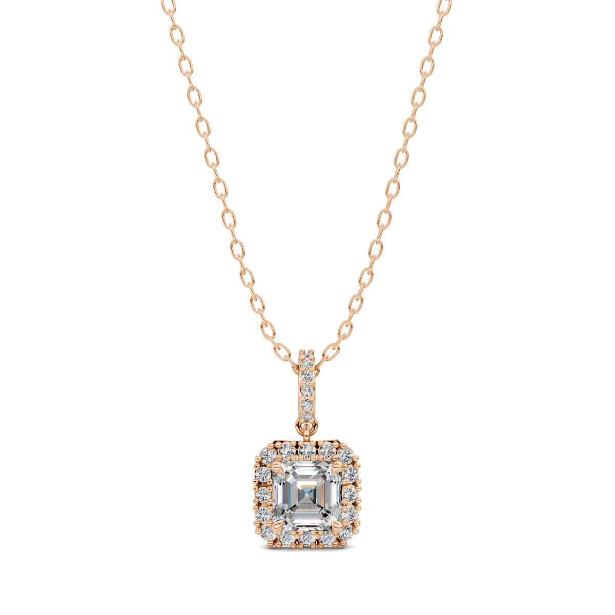 Halo Asscher Pendant