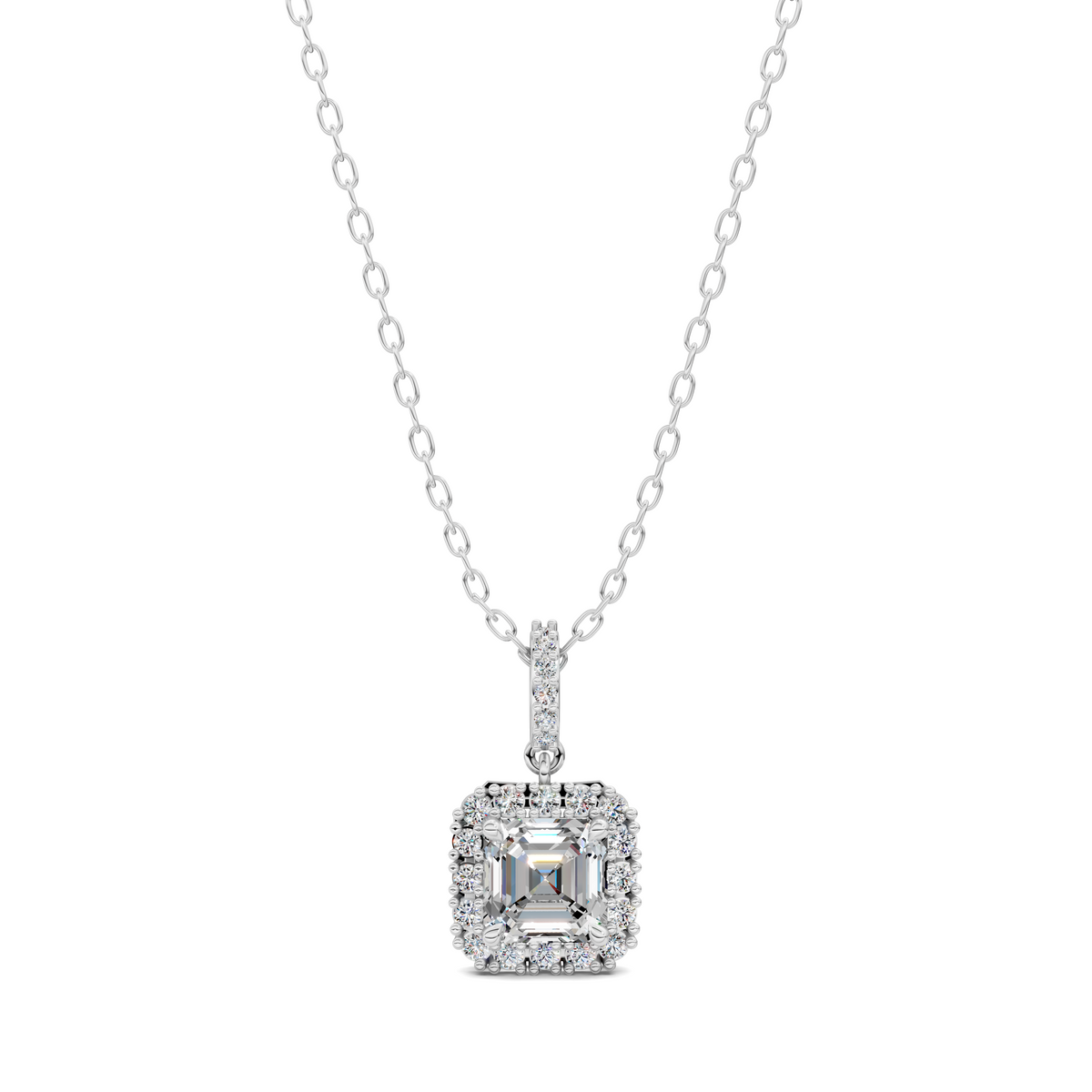 Halo Asscher Pendant