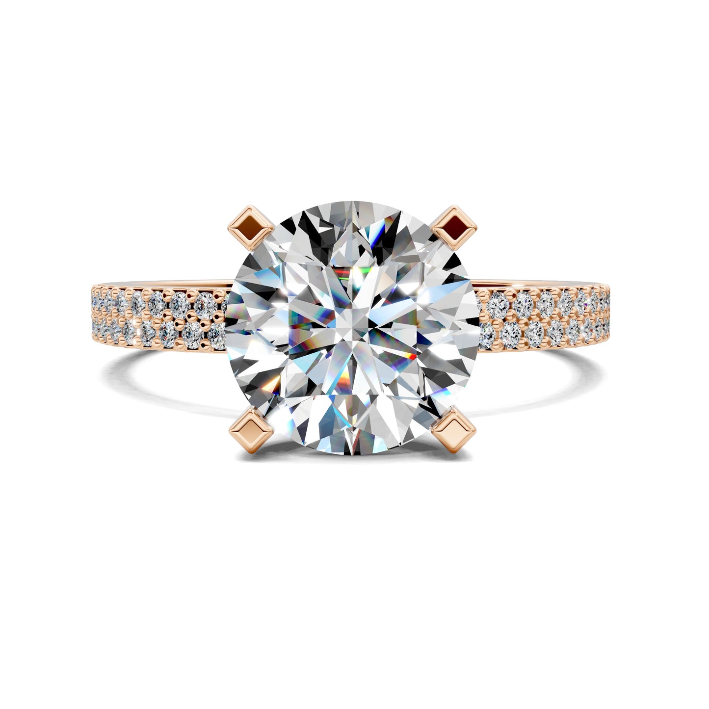 Danielle Twin Pavé Engagement Ring - 2ct Round Lab Grown Diamond
