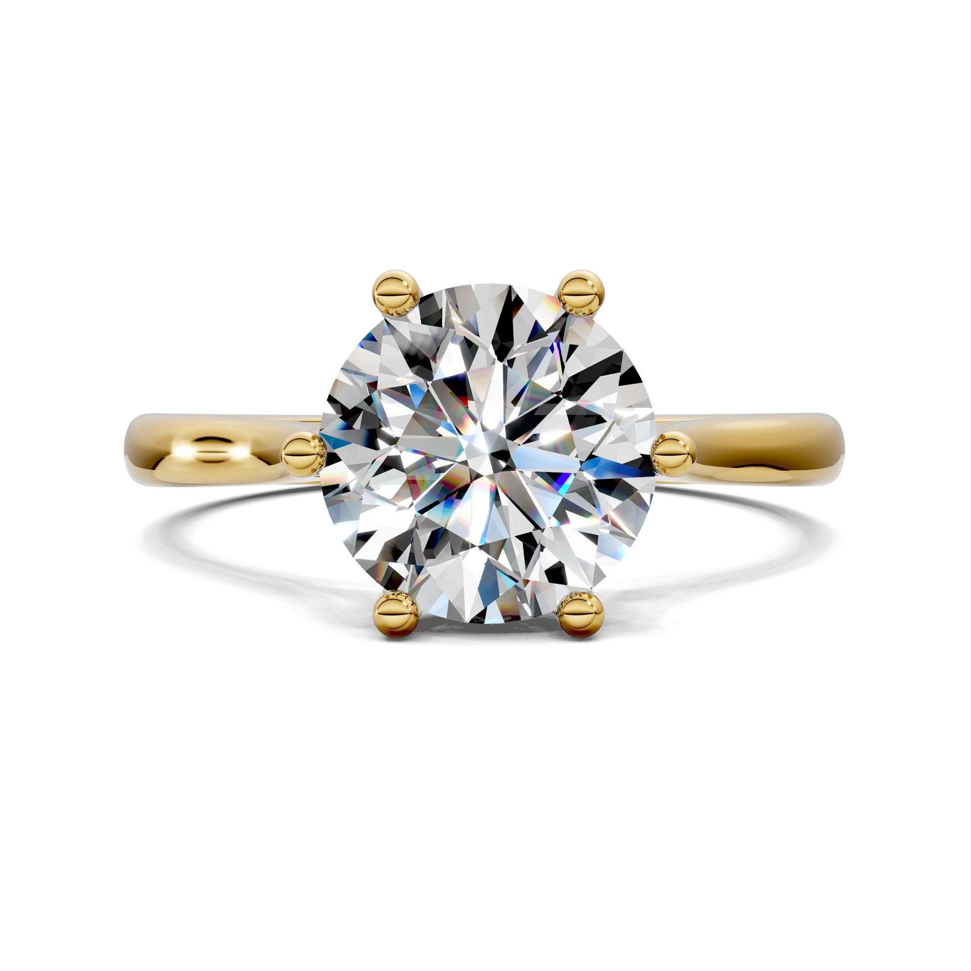 2 carat lab grown diamond engagement ring round cut solitaire in gold by Opes & Co