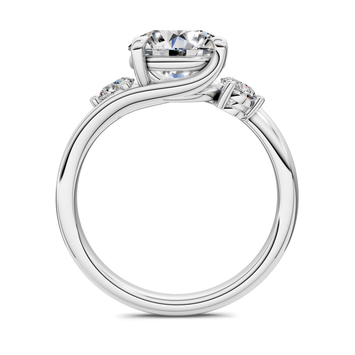 Tiara Bypass Three Stone Ring