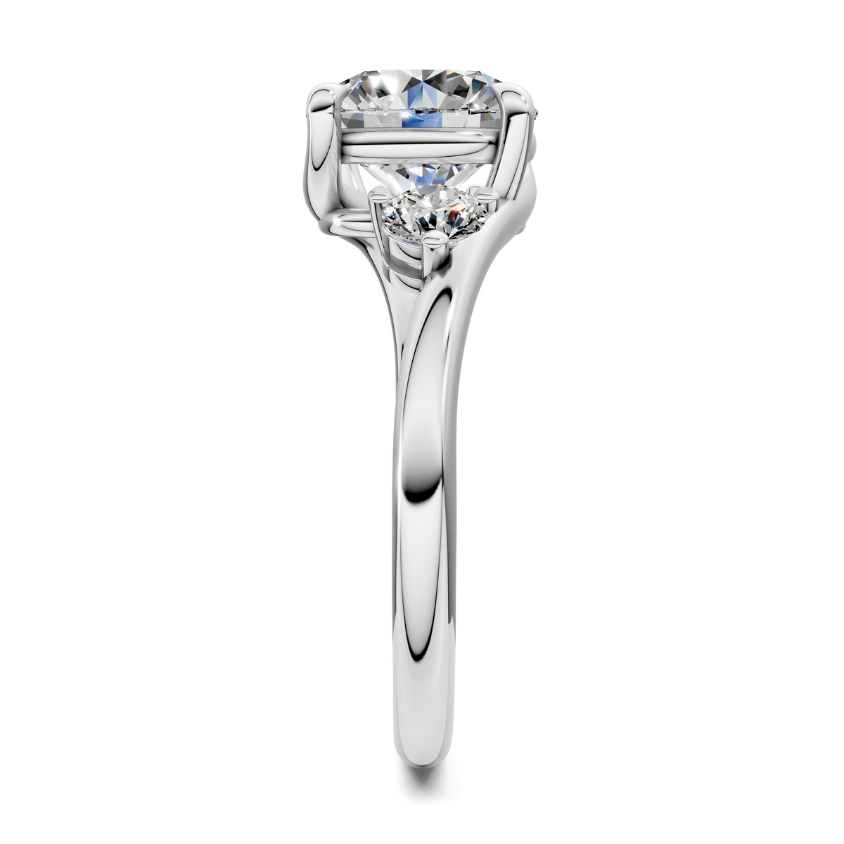 Tiara Bypass Three Stone Ring