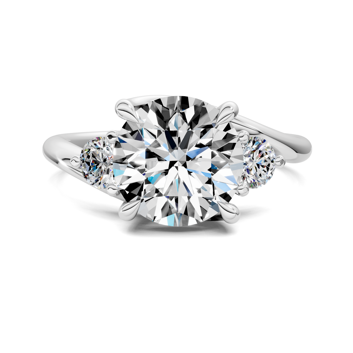 Tiara Bypass Three Stone Ring