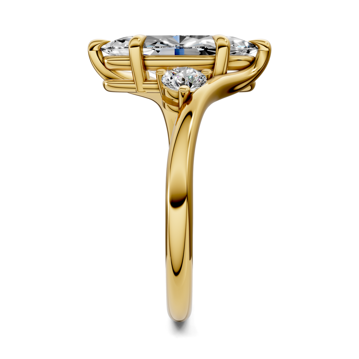 Tiara Bypass Three Stone Ring