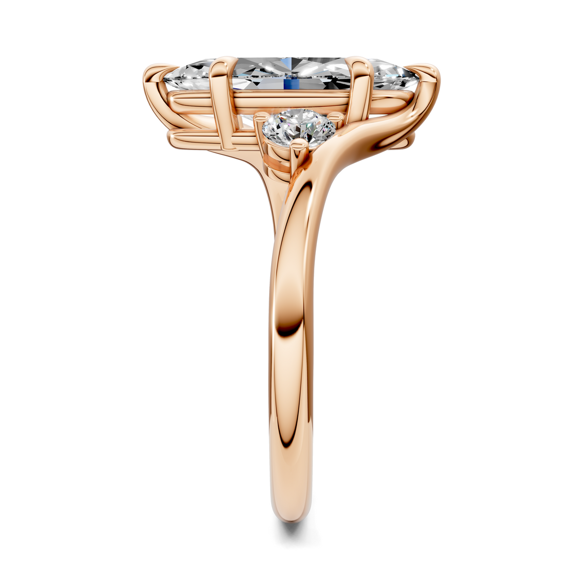 Tiara Bypass Three Stone Ring