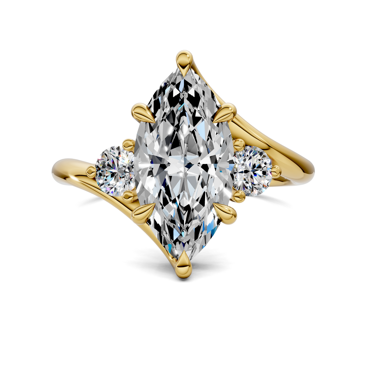 Tiara Bypass Three Stone Ring