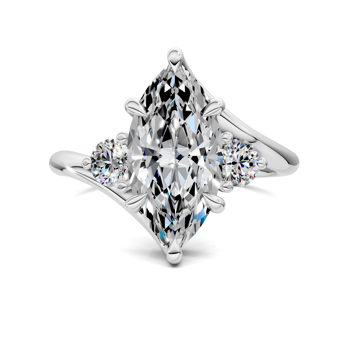 Tiara Bypass Three Stone Ring