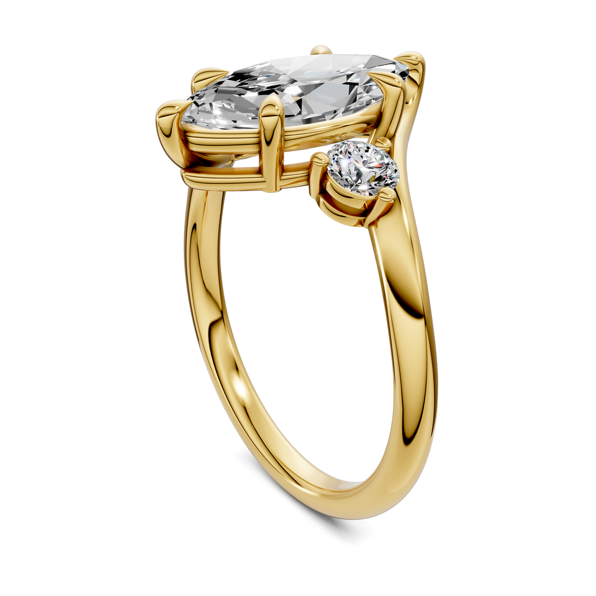 Tiara Bypass Three Stone Ring