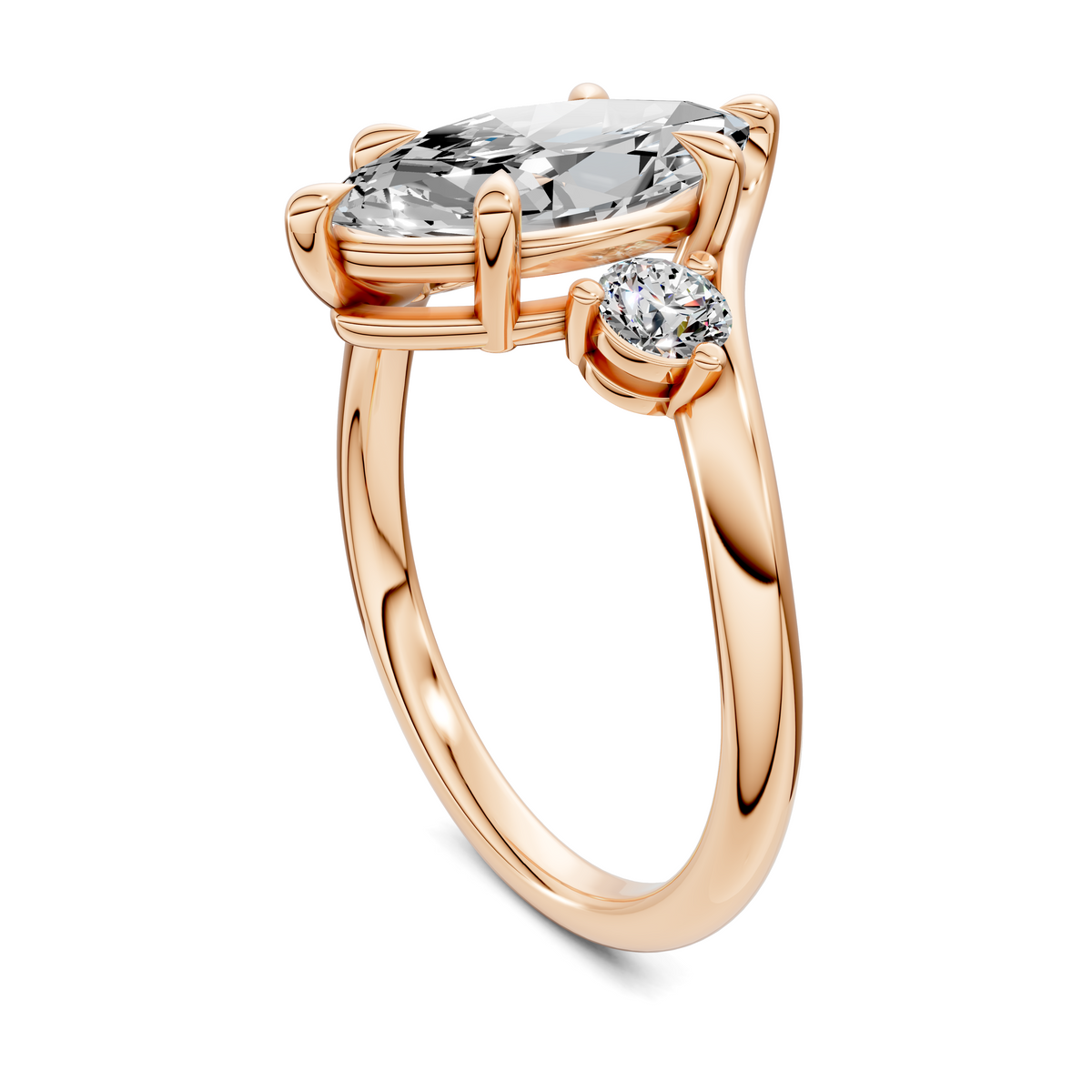 Tiara Bypass Three Stone Ring