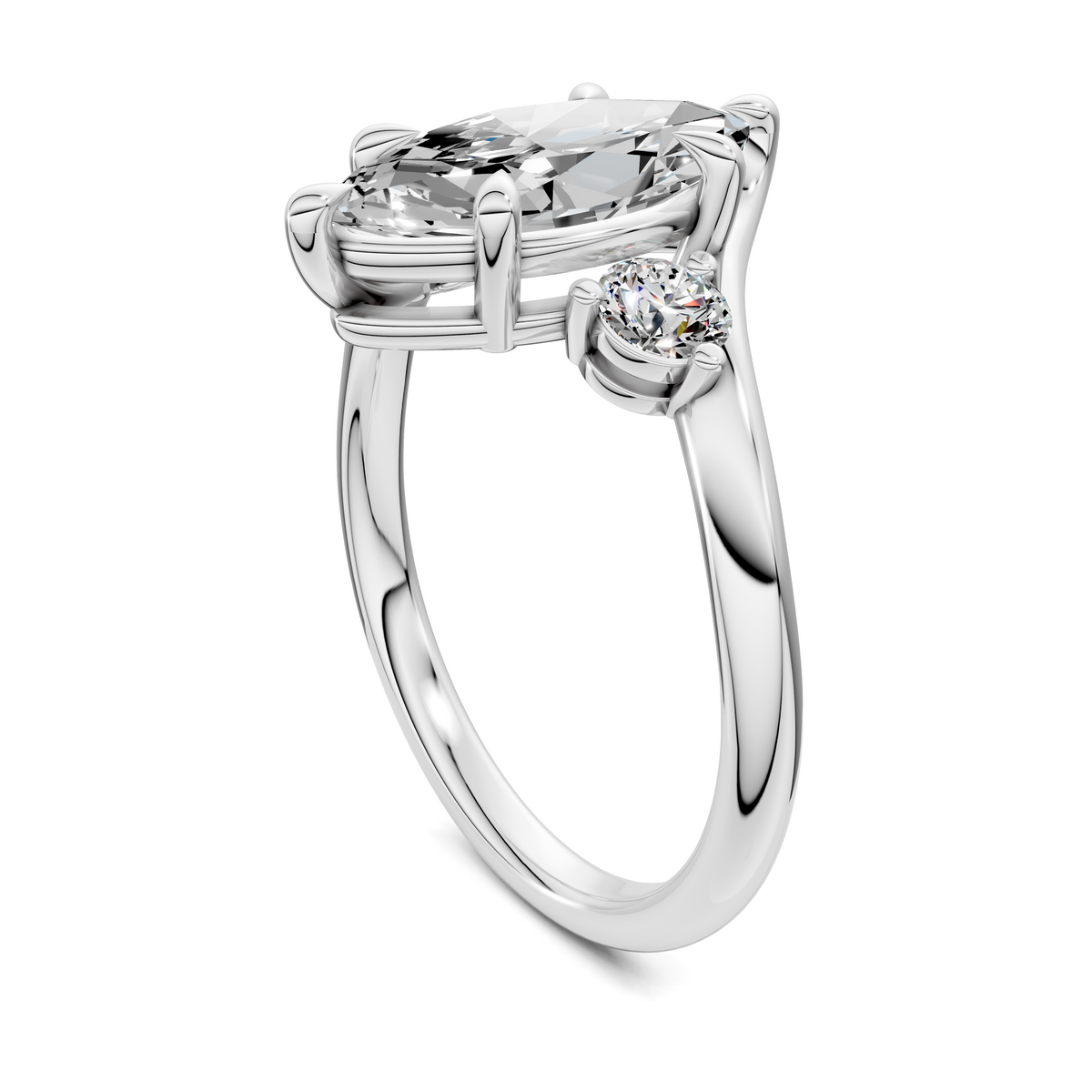 Tiara Bypass Three Stone Ring