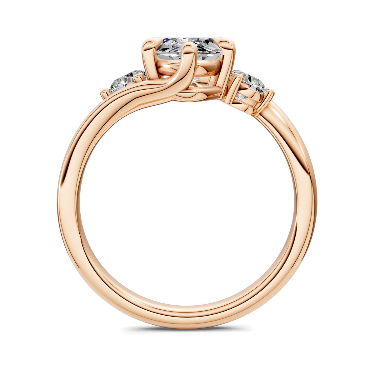 Tiara Bypass Three Stone Ring