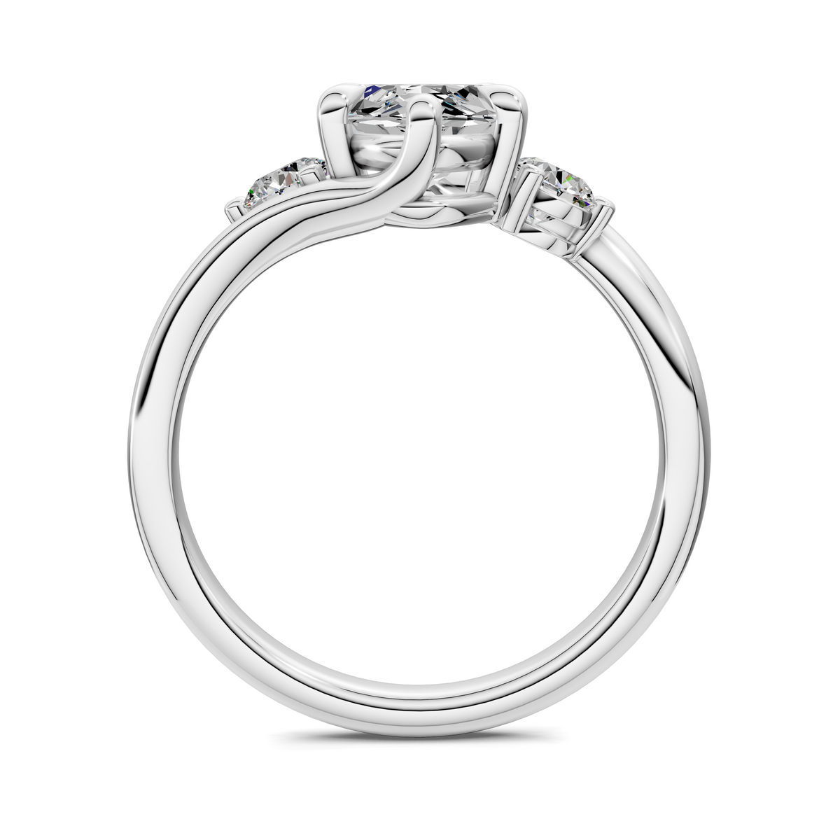 Tiara Bypass Three Stone Ring