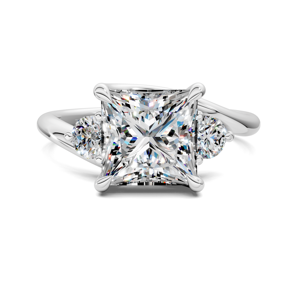 Tiara Bypass Three Stone Ring