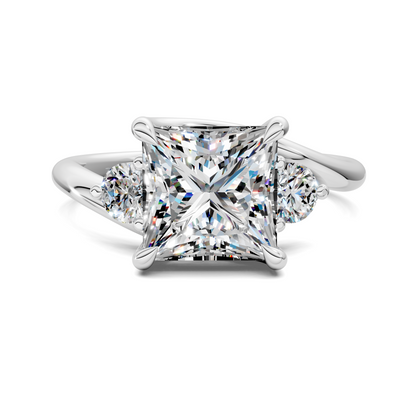 Tiara Bypass Three Stone Ring