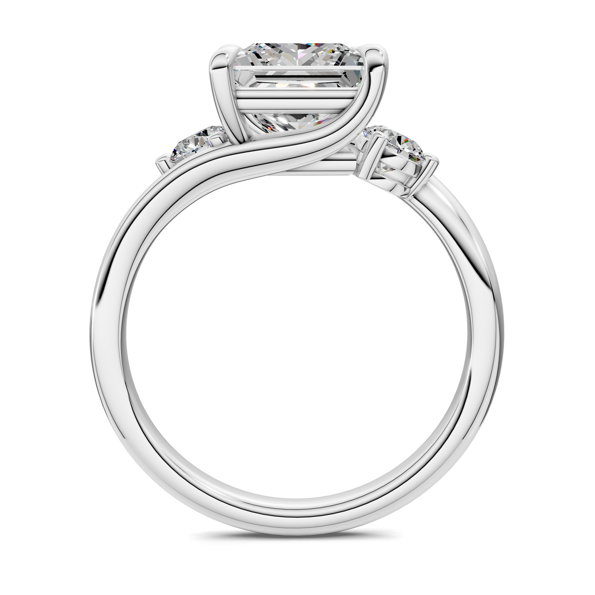 Tiara Bypass Three Stone Ring